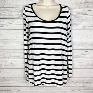 Lularoe Lynnae Black & White Striped Top
